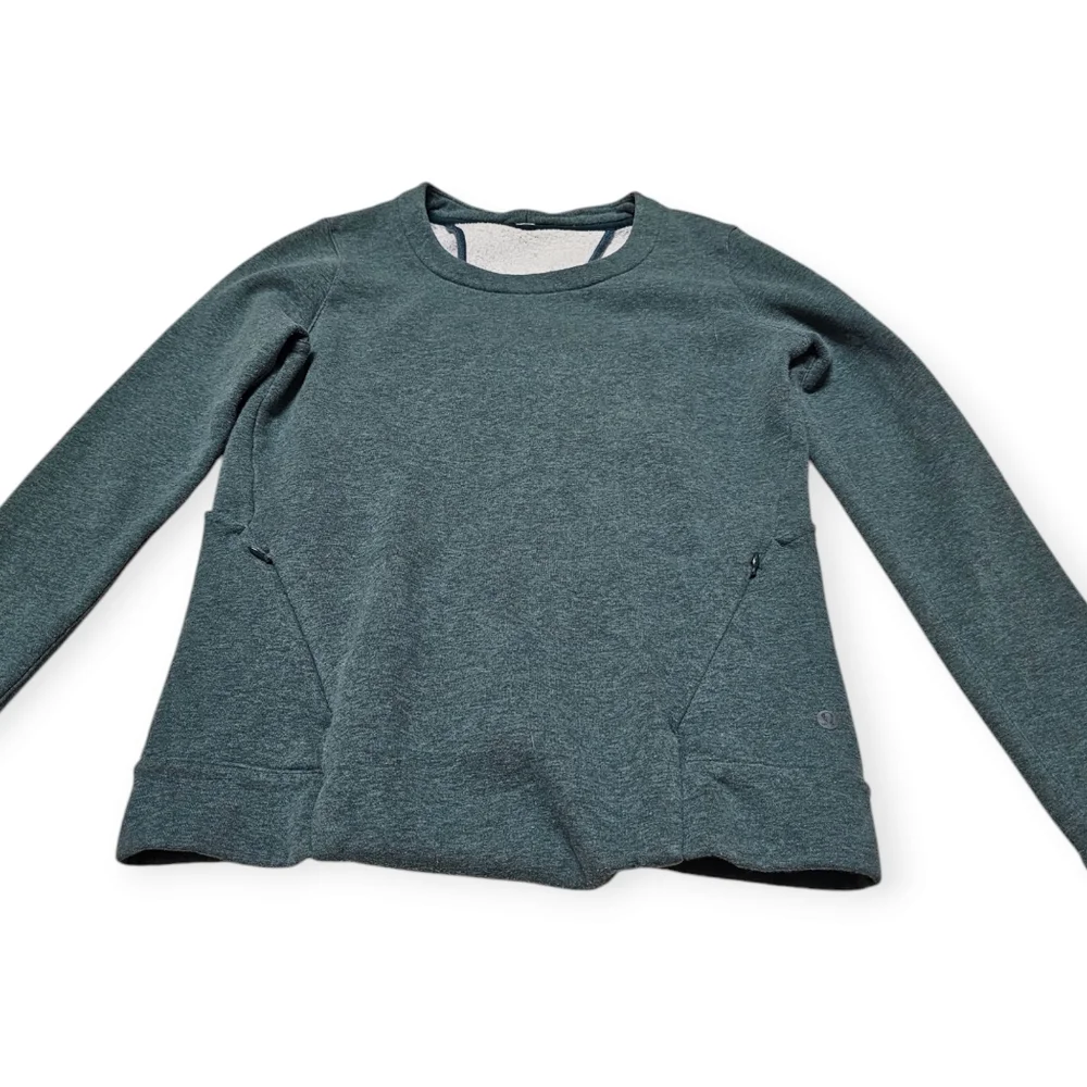 Lululemon Go Endeavor Heathered Green Sweatshirt with Cut Outs in Back